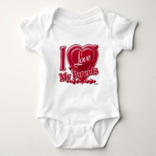 I Love My Parents red - heart Baby Bodysuit