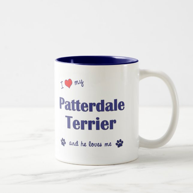 I Love My Patterdale Terrier (Male Dog) Two-Tone Coffee Mug (Right)