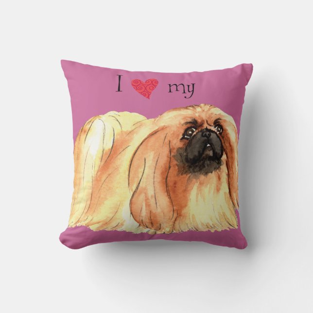 I Love my Pekingese Cushion (Front)