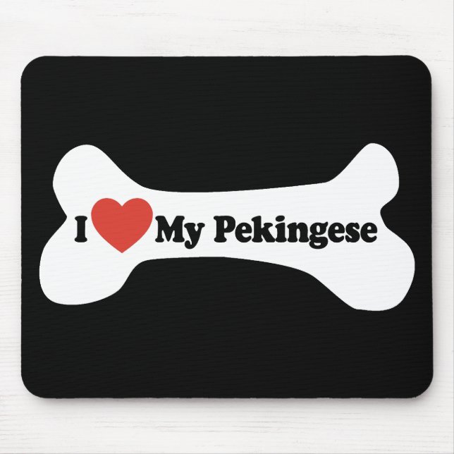 I Love My Pekingese - Dog Bone Mouse Mat (Front)
