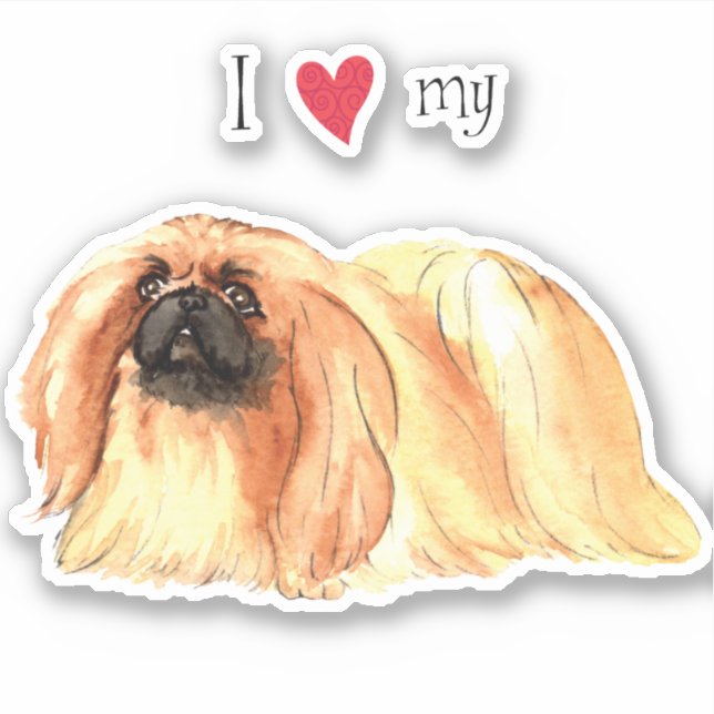 I Love my Pekingese Vinyl Sticker (Front)