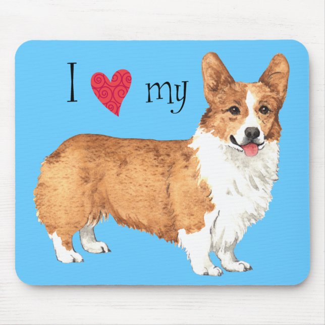 I Love my Pembroke Welsh Corgi Mouse Mat (Front)