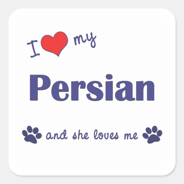 I Love My Persian (Female Cat) Square Sticker (Front)