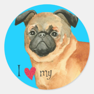 I Love my Petit Brabancon Classic Round Sticker