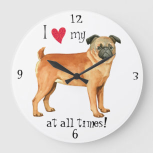 I Love my Petit Brabancon Large Clock