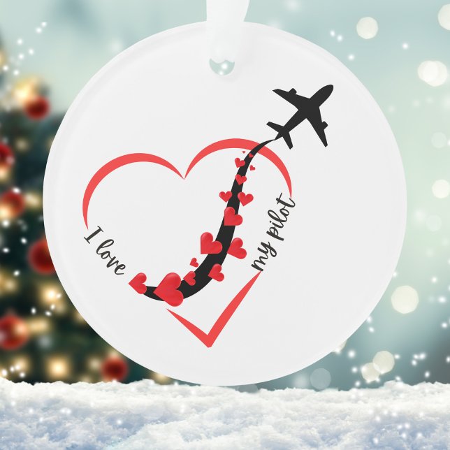 'I love My Pilot', Aviation, Simple, Personalised Ornament (Creator Uploaded)