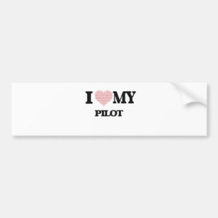 I love my Pilot (Heart Made from Words) Bumper Sticker