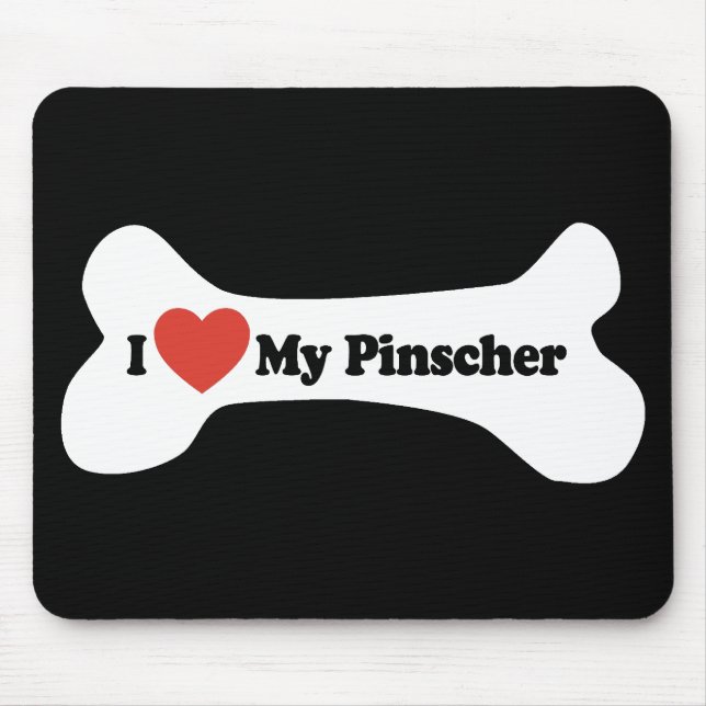 I Love My Pinscher - Dog Bone Mouse Mat (Front)