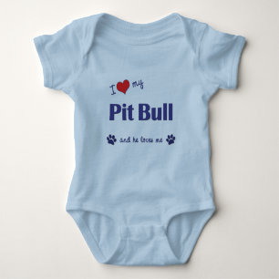 I Love My Pit Bull (Male Dog) Baby Bodysuit