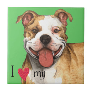 I Love my Pit Bull Terrier Tile