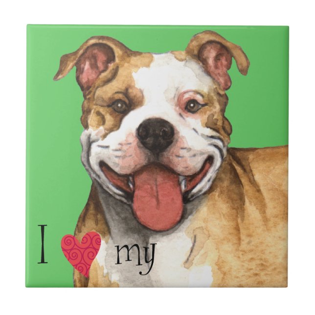I Love my Pit Bull Terrier Tile (Front)