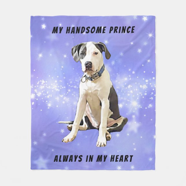 I Love My Pit Bull to the Moon and Back Fleece Blanket (Front)
