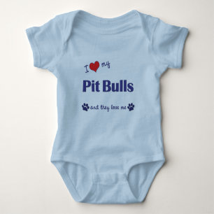I Love My Pit Bulls (Multiple Dogs) Baby Bodysuit