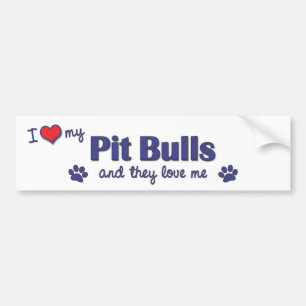 I Love My Pit Bulls (Multiple Dogs) Bumper Sticker