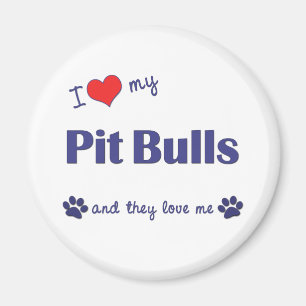 I Love My Pit Bulls (Multiple Dogs) Magnet