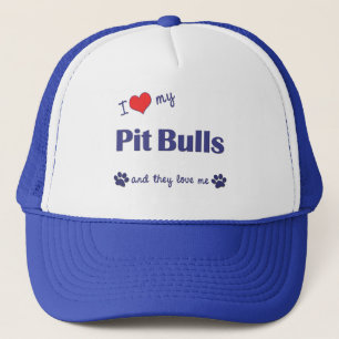 I Love My Pit Bulls (Multiple Dogs) Trucker Hat