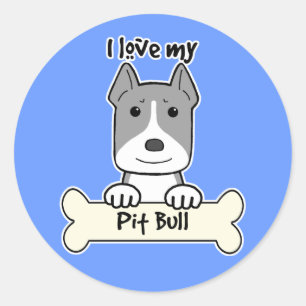 I Love My Pitbull Classic Round Sticker