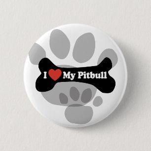 I Love My Pitbull - Dog Bone 6 Cm Round Badge