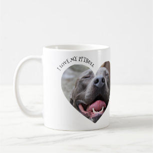 I love my pitbull dog custom photo coffee mug