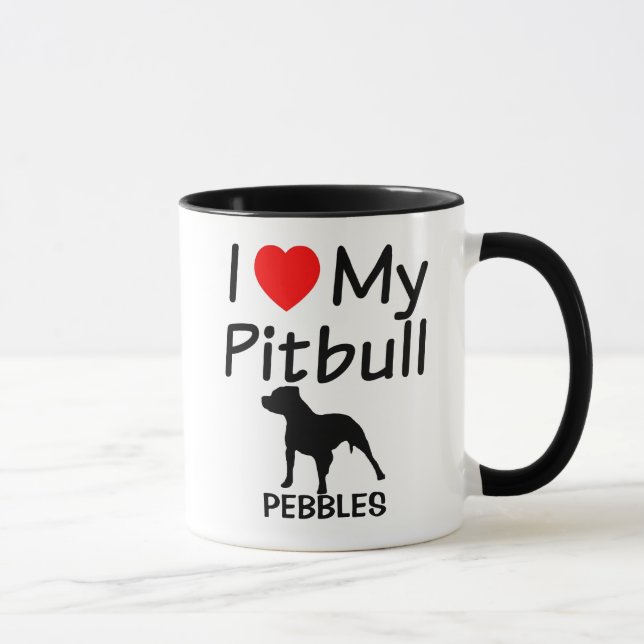 I Love My Pitbull Dog Mug (Right)