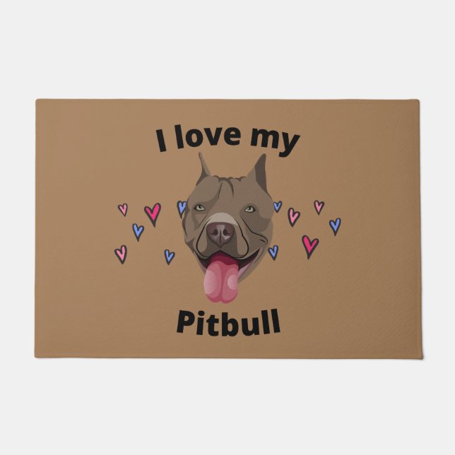 " I LOVE MY PITBULL" DOOR MAT. DOORMAT (Front)