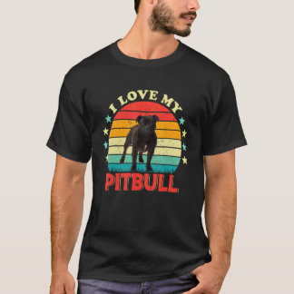 I Love My Pitbull Men Women Love Black Pit bull Vi T-Shirt