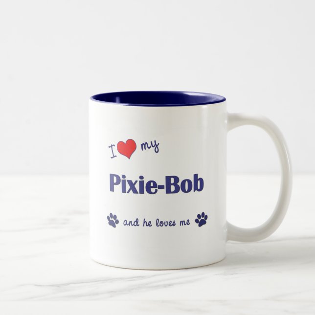 I Love My Pixie-Bob (Male Cat) Two-Tone Coffee Mug (Right)