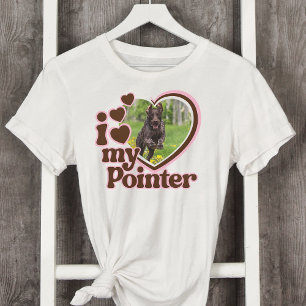 I Love My Pointer Custom Pink Heart Photo  T-Shirt