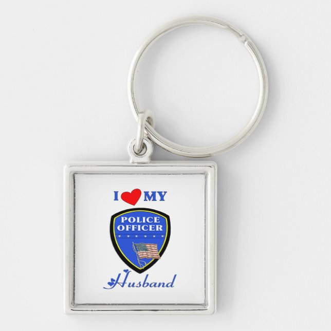 I Love My Police Husband Key Ring (Front)