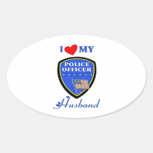 I Love My Police Husband Oval Sticker