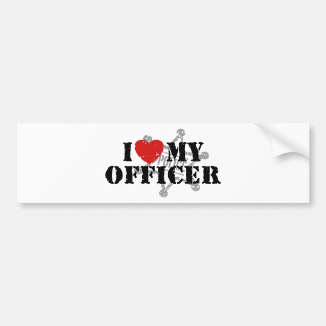 I Love My Police Officer Bumper Sticker (Front)