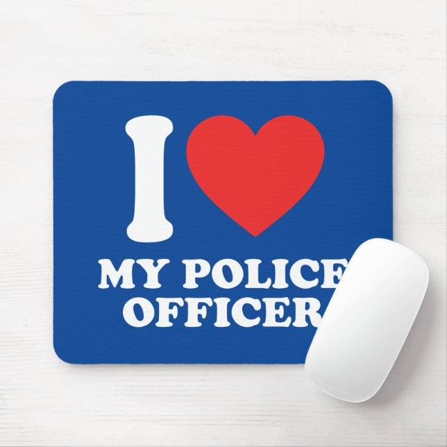 I Love My Police Officer Mouse Mat (With Mouse)