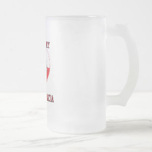 I Love My Polish Babcia Frosted Glass Beer Mug