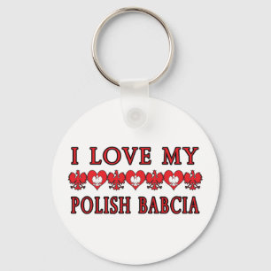 I Love My Polish Babcia Key Ring
