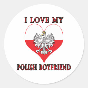 I Love My Polish Boyfriend Classic Round Sticker
