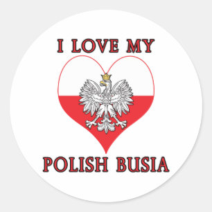 I Love My Polish Busia Classic Round Sticker