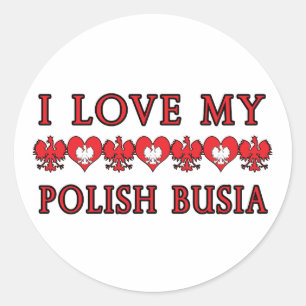 I Love My Polish Busia Classic Round Sticker