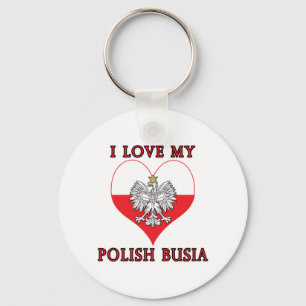I Love My Polish Busia Key Ring