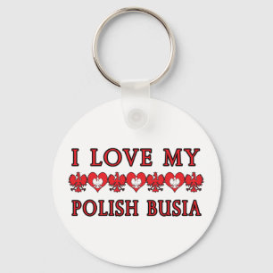 I Love My Polish Busia Key Ring