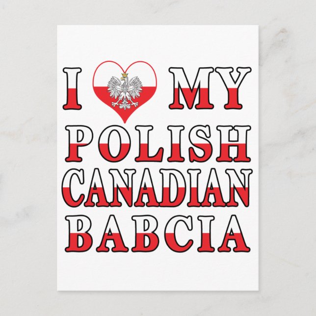 I Love My Polish Canadian Babcia Flag Postcard (Front)