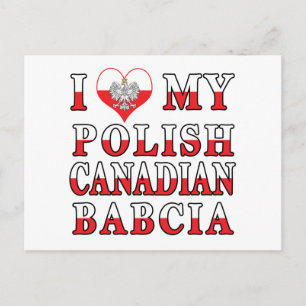I Love My Polish Canadian Babcia Flag Postcard