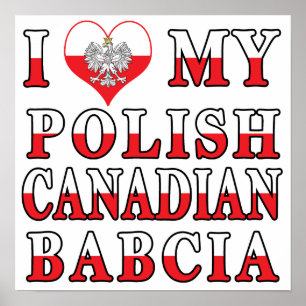 I Love My Polish Canadian Babcia Flag Poster