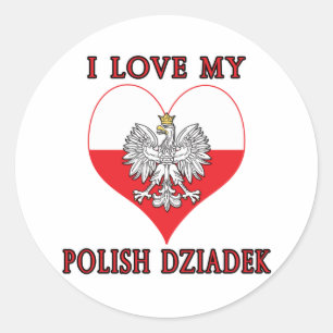 I Love My Polish Dziadek Classic Round Sticker