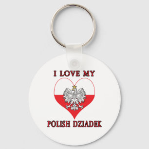 I Love My Polish Dziadek Key Ring