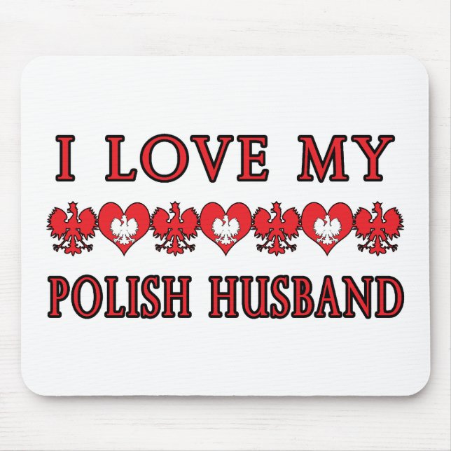 I Love My Polish Husband Mouse Mat (Front)