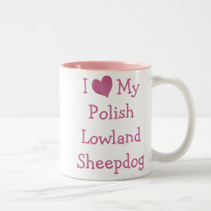 I Love My Polish Lowland Sheepdog Two-Tone Coffee Mug