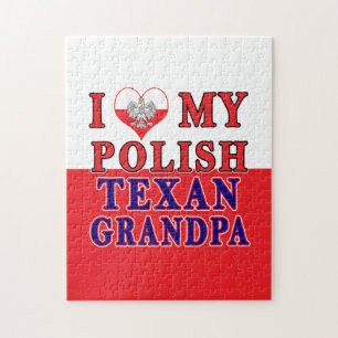 I Love My Polish Texan Grandpa Jigsaw Puzzle