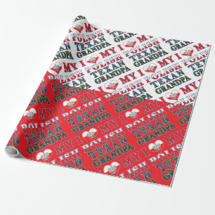 I Love My Polish Texan Grandpa Wrapping Paper