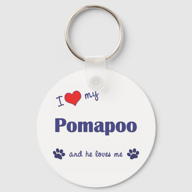 I Love My Pomapoo (Male Dog) Key Ring (Front)