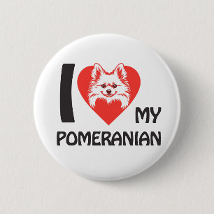 I Love My Pomeranian – Cute Fluffy Dog Lover Gift 6 Cm Round Badge